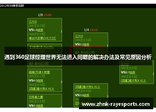 遇到360足球经理世界无法进入问题的解决办法及常见原因分析